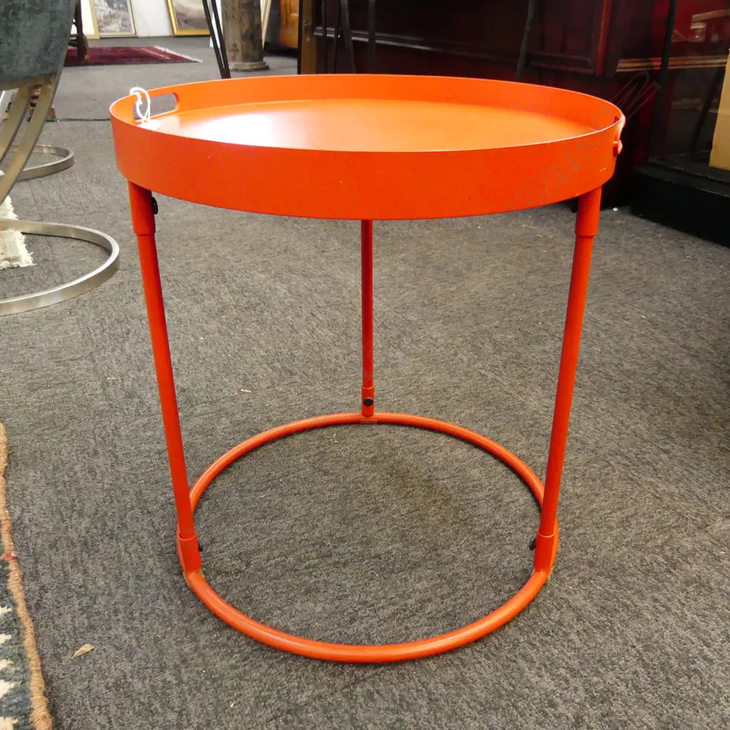 SMALL METAL RED/ORANGE TRAY TABLE H 420 MM Image 1++