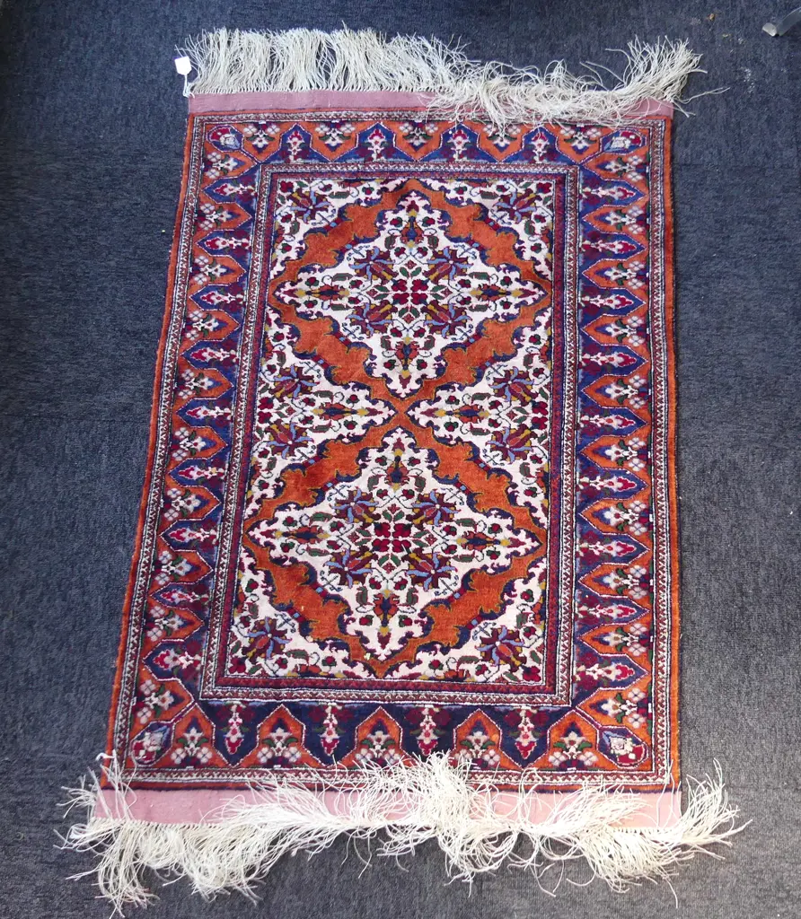 An Afghan raw silk small rug Image 1++