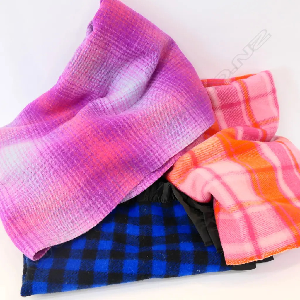 3 WOOL BLANKETS; 2 RETRO + SWANNDRI BUGGY BLANKET Image 1++