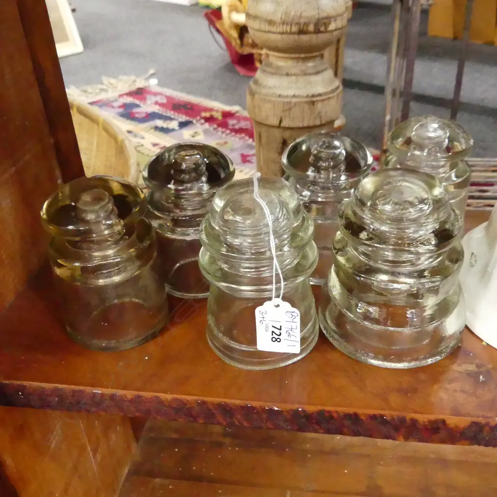 3 CERAMIC JELLY MOULDS + 6 GLASS INSULATORS H.105mm Image 1++