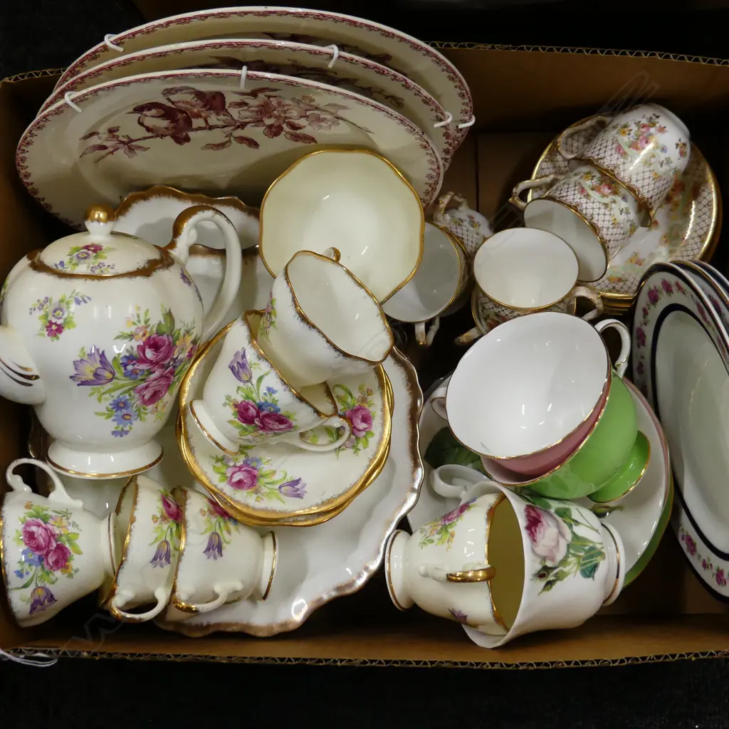 BOX LOT TEASETS PLATES ETC Image 1++