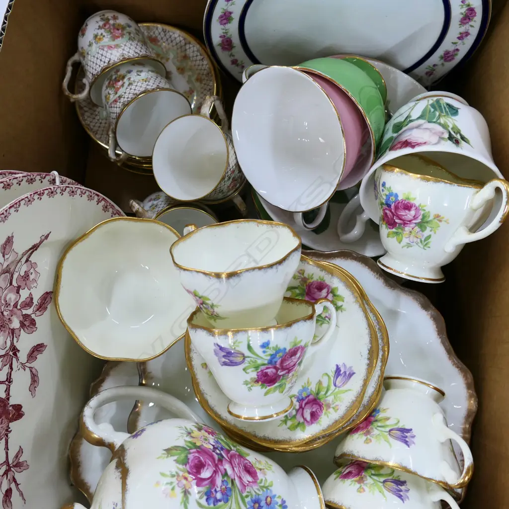 BOX LOT TEASETS PLATES ETC Image 1++
