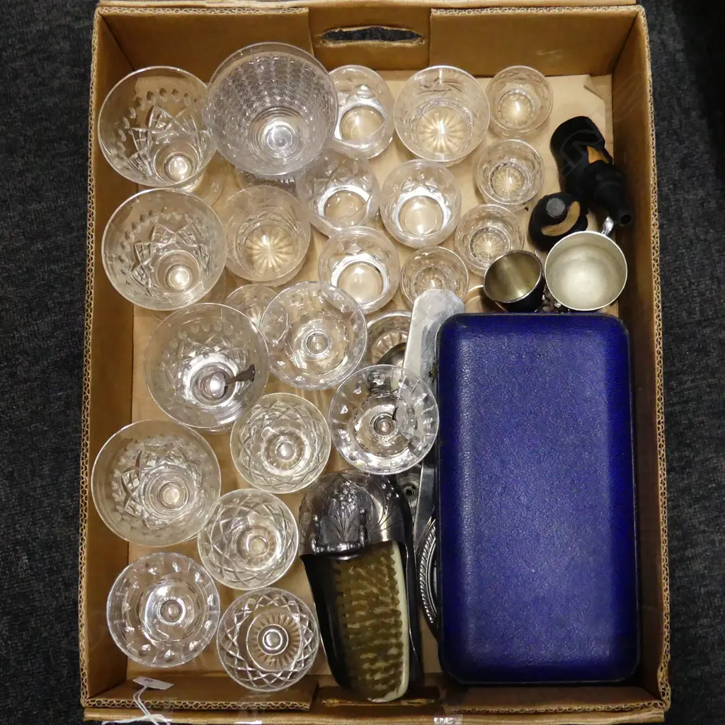 BOX LOT ASSORTED CRYSTAL GLASSES & MIXED EP Image 1++