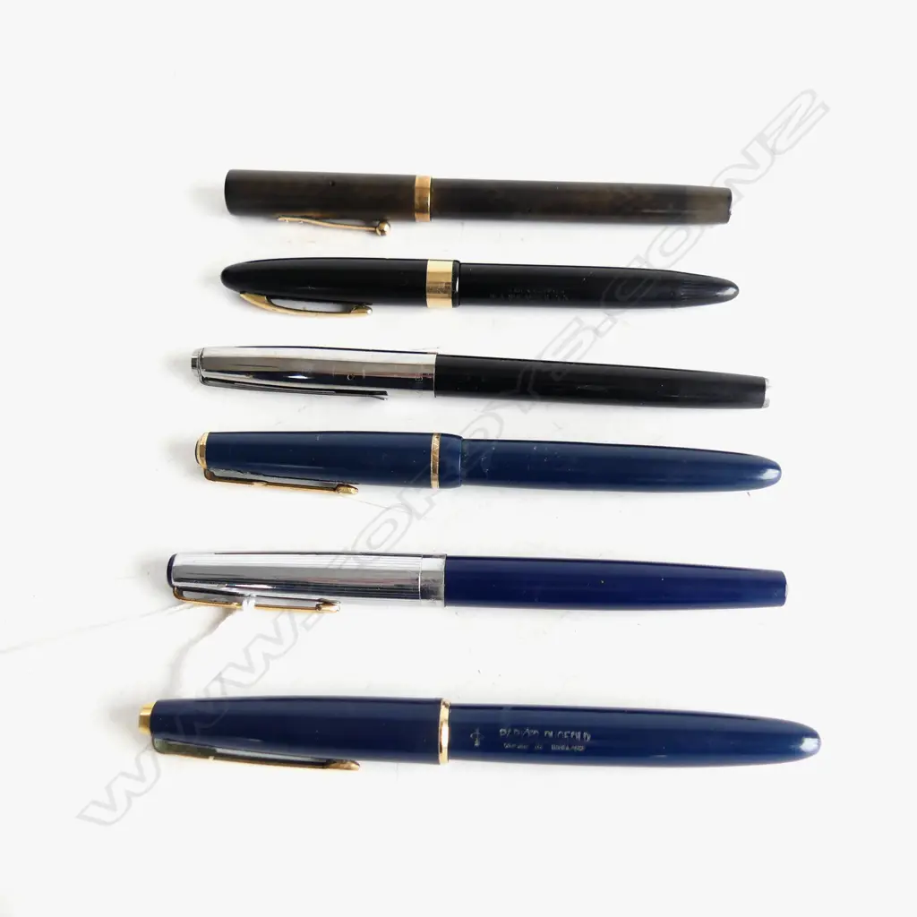 6 FOUNTAIN PENS; 3 w. 14KT NIBS... Image 1++