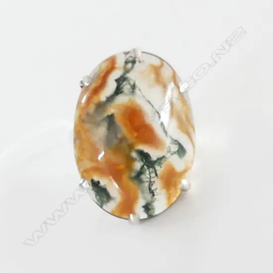 SILVER AGATE RING 7.3 GM SIZE O
