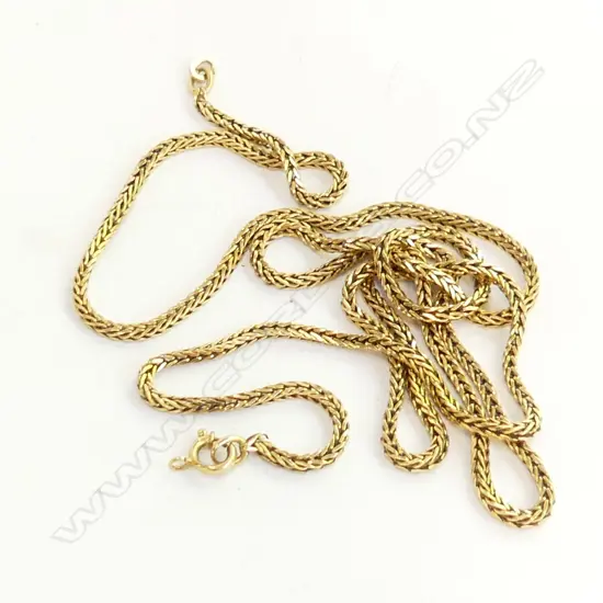 18CT GOLD SNAKE LINK NECK CHAIN 15.23gm 67CM LONG