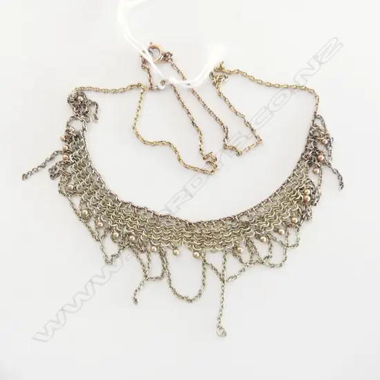 9CT GOLD NECKLACE 10.4gm chain & ball fringe some faults 45CM LONG