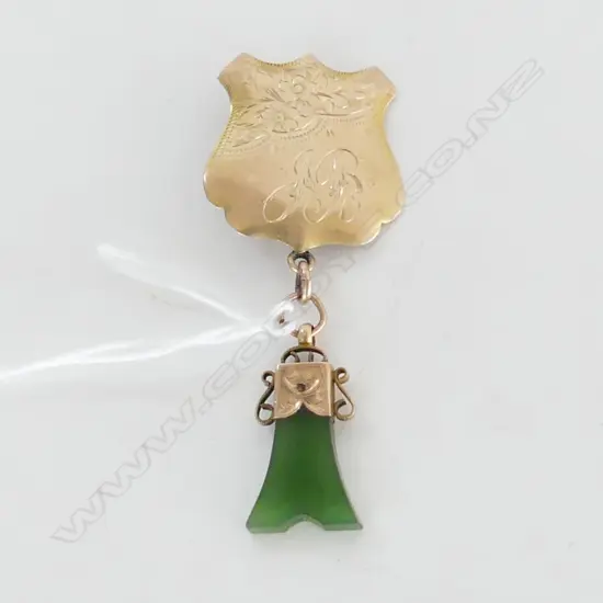 9CT & POUNAMU PENDANT L.60mm 4.9 GM