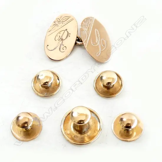 5 9CT STUDS + CUFFLINK 6.7gm