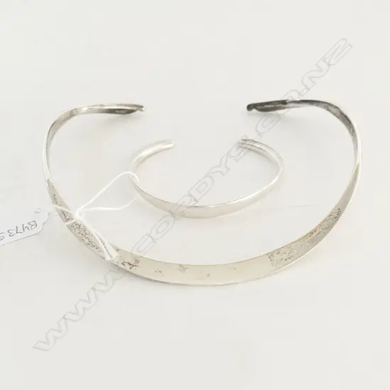 STERLING SILVER NECKLET AND CUFF BRACELET