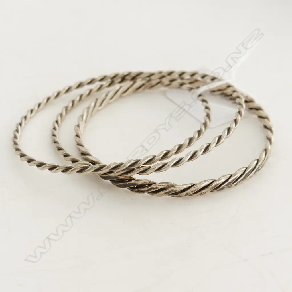 THREE 800 SILVER TWIST BANGLES Image 1++