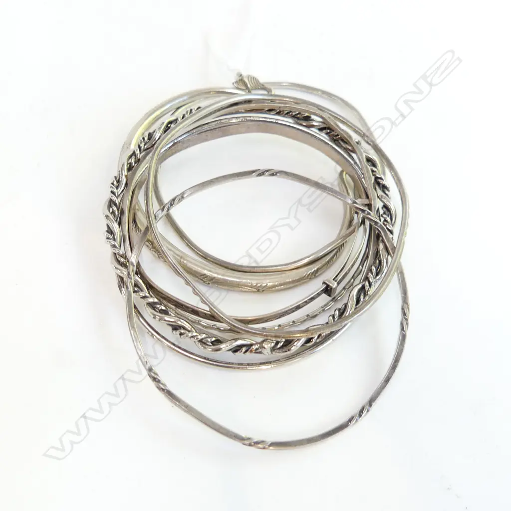 9 ASST. SILVER? BANGLES 56.8 GM Image 1++