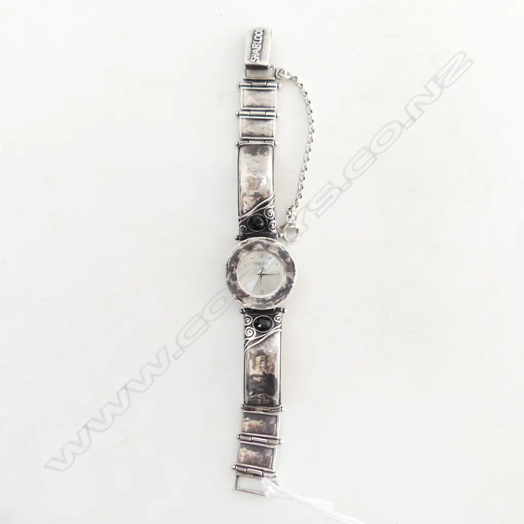 STERLING SILVER SHABLOOL WRIST WATCH (Arts & Crafts style silver watch strap) Image 1++