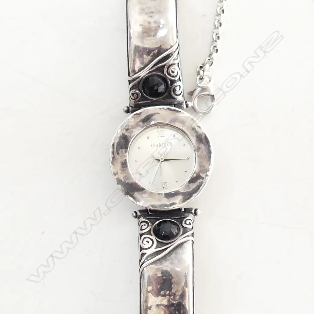 STERLING SILVER SHABLOOL WRIST WATCH (Arts & Crafts style silver watch strap) Image 1++