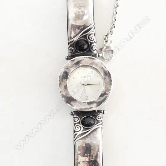 STERLING SILVER SHABLOOL WRIST WATCH (Arts & Crafts style silver watch strap)