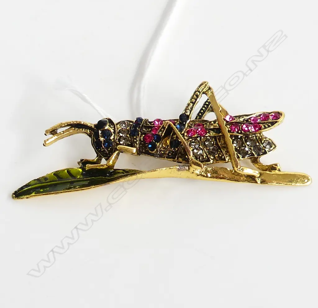 GOLOURFUL GOLD GILD PRAYING MANTIS BROOCH Image 1++