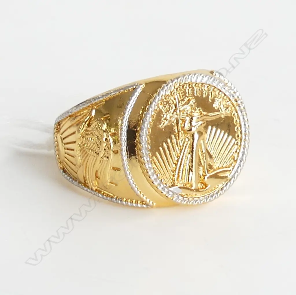 MENS GOLD PLATED HIP HOP SIGNET RING Image 1++