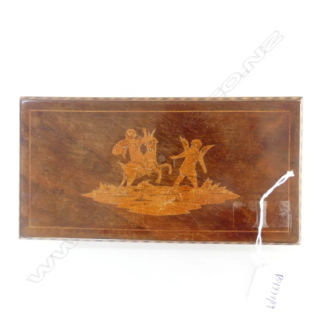 INLAID BOX w. ASST. COSTUME JEWELLERY & (GOLD  STUD EARRINGS 1.4 GRAMS) Image 1++