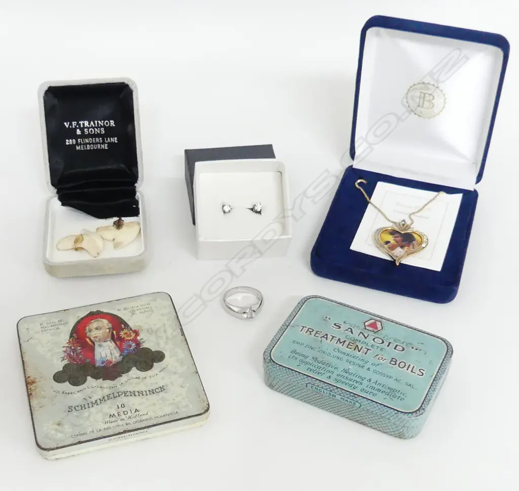 SILVER RING + PR SHARK'S TOOTH EARRINGS + ELVIS SILVER GILT PENDANT on chain + IVORY BUTTONS + PR DIAMOND? EARRINGS Image 1++