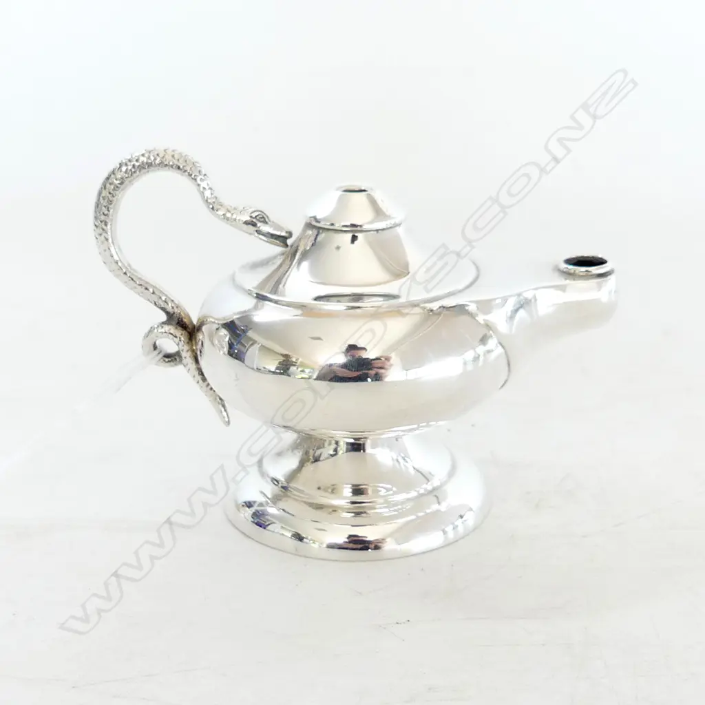 STG SILVER GENIE BOTTLE w. SNAKE HANDLE, B'HAM 1899 95gm Image 1++