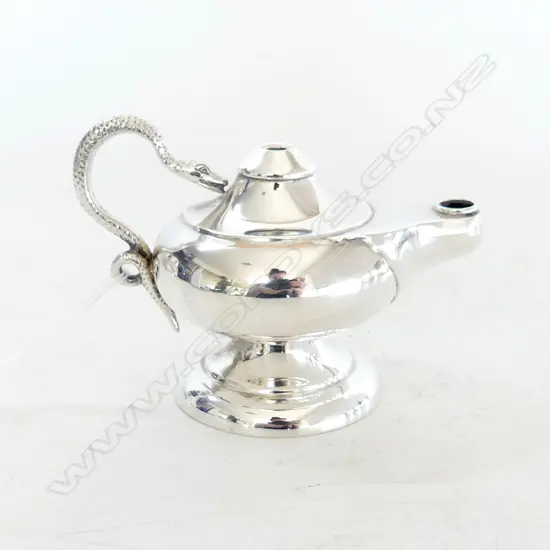 STG SILVER GENIE BOTTLE w. SNAKE HANDLE, B'HAM 1899 95gm