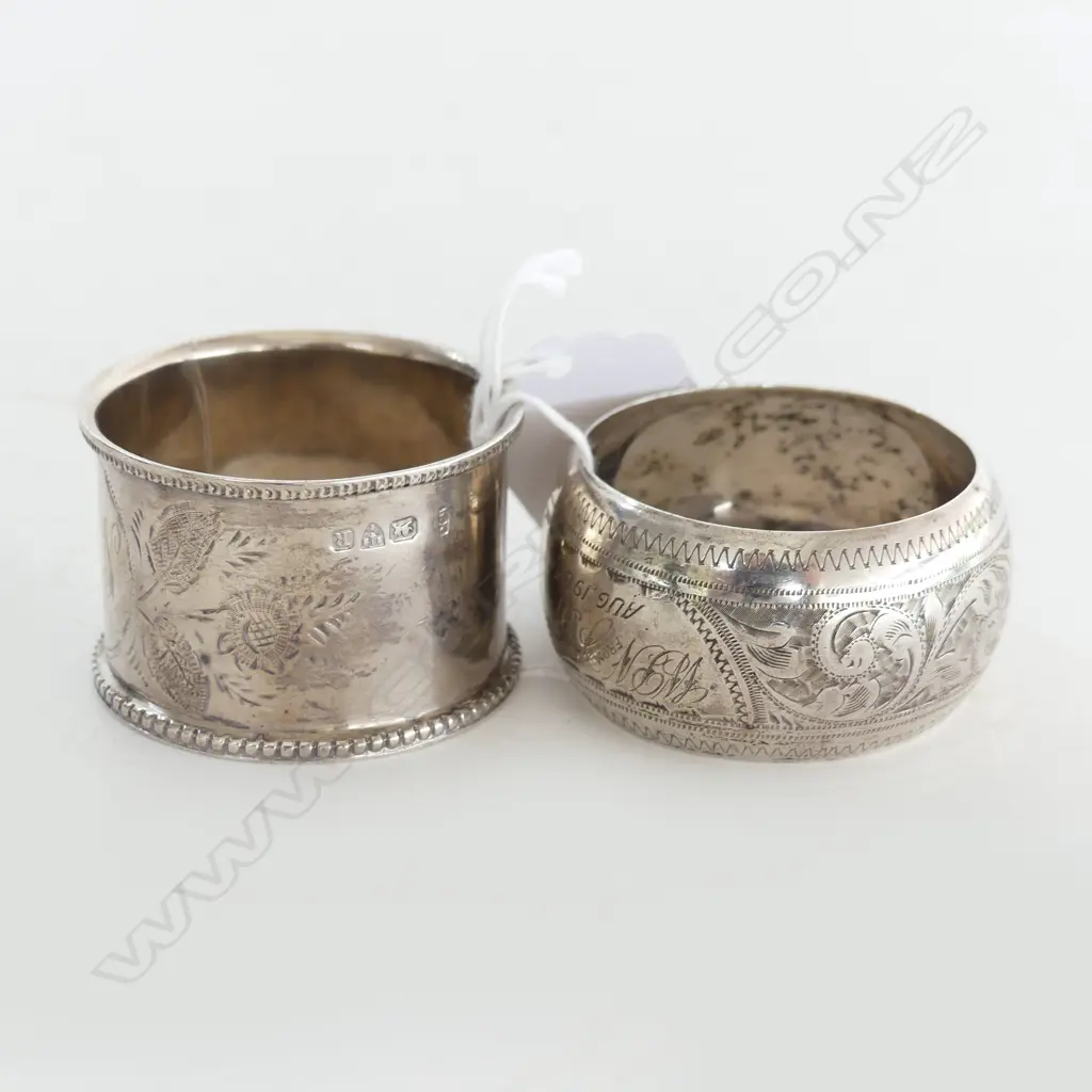 2 S/SILVER NAPKIN RINGS 94GMS Image 1++