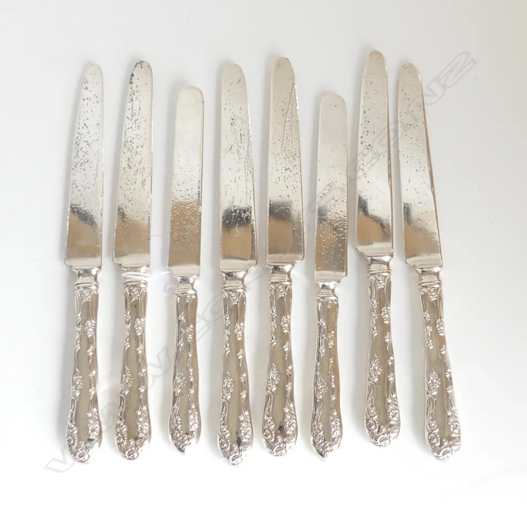 EIGHT AMERICAN ST. SILVER KNIVES 533gm Image 1++