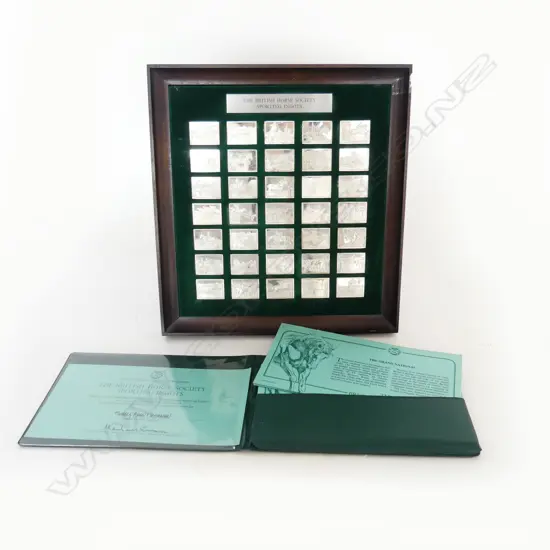 35 STG SILVER INGOTS 24.5gm / 850gm, BRITISH HORSE SOCIETY, FRAMED