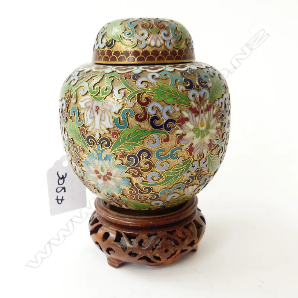 CLOISONNÉ GINGER JAR ON BASE H140MM Image 1++
