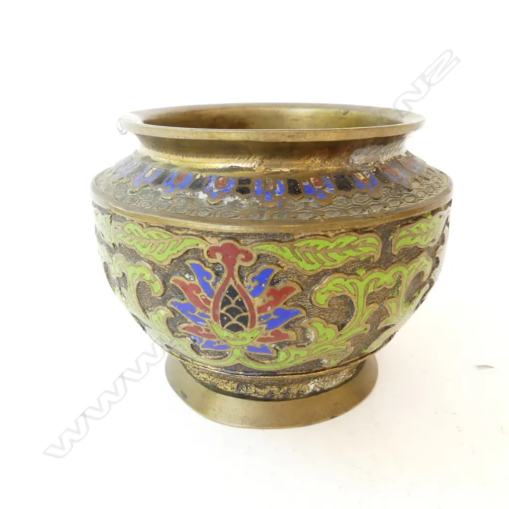 JAPANESE LATE MEIJI CHAMPLEVE BRONZE VASE H.125mm Image 1++