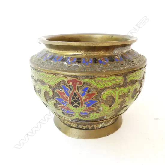 JAPANESE LATE MEIJI CHAMPLEVE BRONZE VASE H.125mm