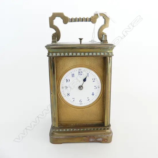 19thC FRENCH REPEATER CARRIAGE CLOCK GONG STRIKE no front glass 1 hand absent