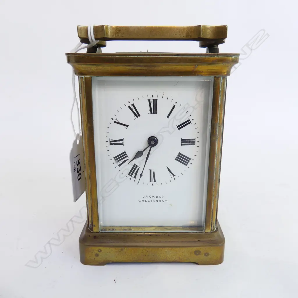 ENGLISH BRASS CARRAGE CLOCK & KEY H120MM Image 1++