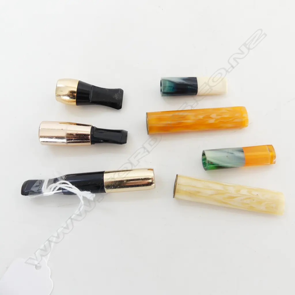 SEVEN VINTAGE ART DECO BAKELITE CIGARETTE HOLDERS, L.37MM-67MM Image 1++