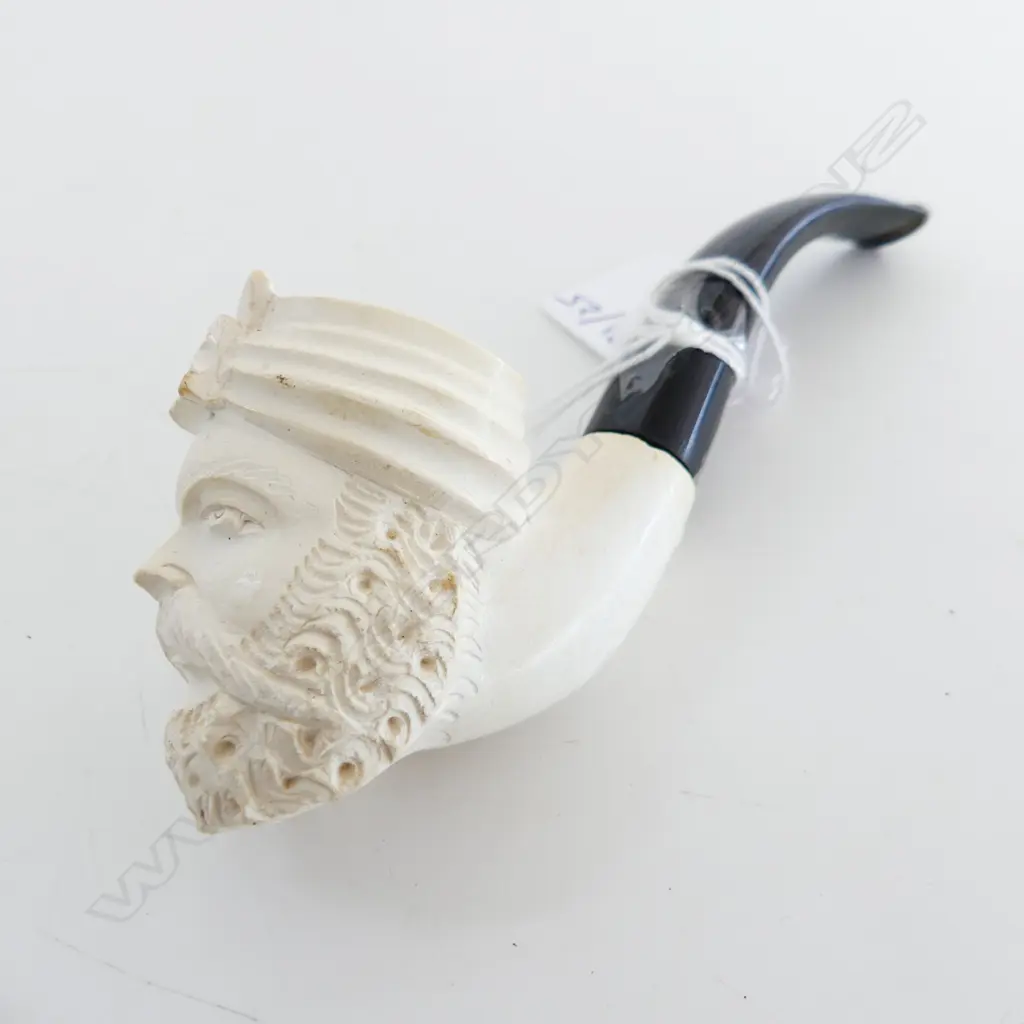 VINTAGE CARVED MEERSCHAUM PIPE OF TURKS HEAD, L.140mm Image 1++