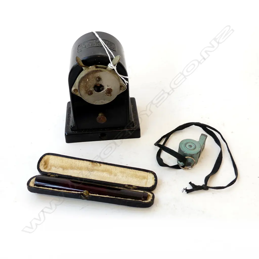 'NORIS' PENCIL SHARPENER, AMBER PIPE, POLICE WHISTLE Image 1++