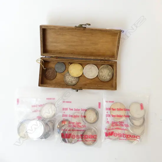 BOX OLDER COINS & 3 BAGS CHINESE SILVER ? COINS 