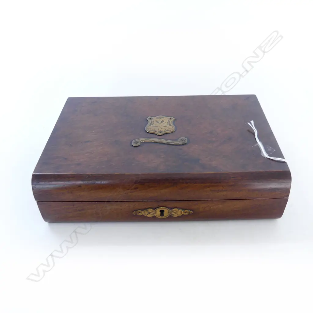 C1900 FIGURED WALNUT WRITING / LETTER BOX Image 1++