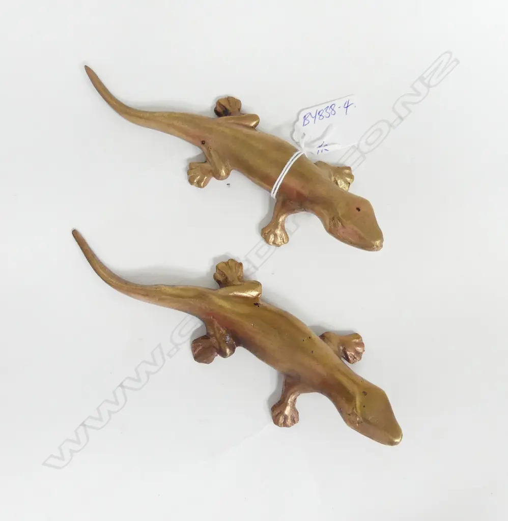 PAIR BRONZE LIZARD SCULPTURES L.170mm Image 1++