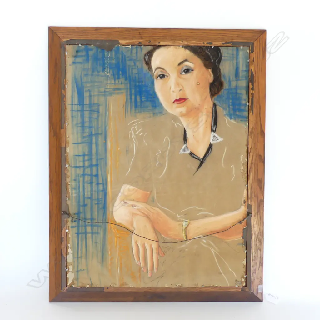 ARTIST UNKNOWN, PORTRAIT OF A MAN, CHALK ON PAPER C.1938 595x440mm WOMAN TO REVERSE... Image 1++