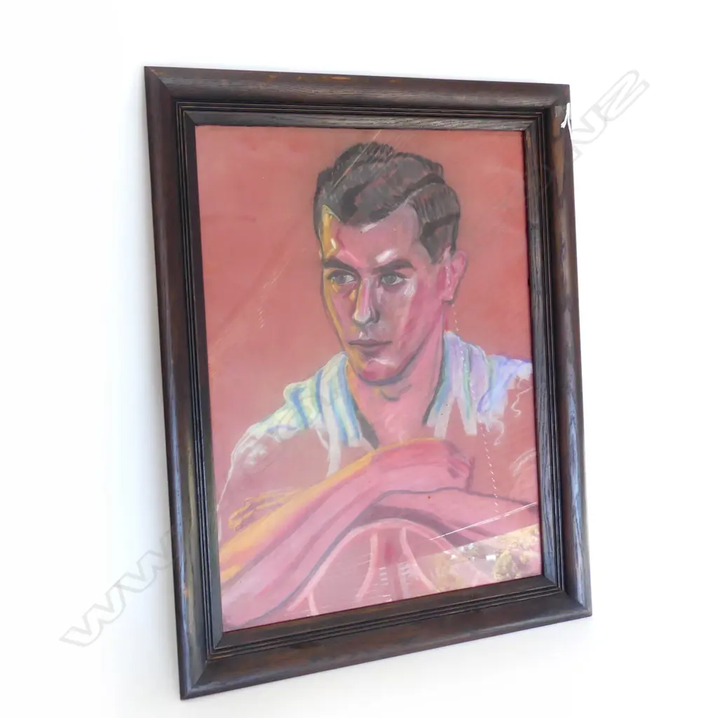 ARTIST UNKNOWN, PORTRAIT OF A MAN, CHALK ON PAPER C.1938 595x440mm WOMAN TO REVERSE... Image 1++