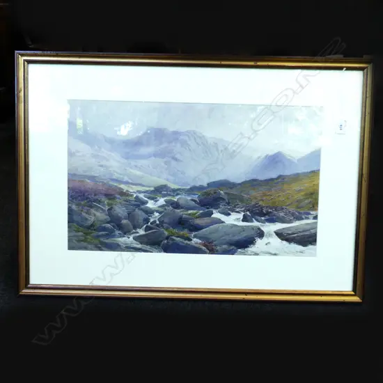 JAMES JACKSON CURNOCK (1839-91), RIVER SCENE & MOUNTAIN, WC, 350x580mm