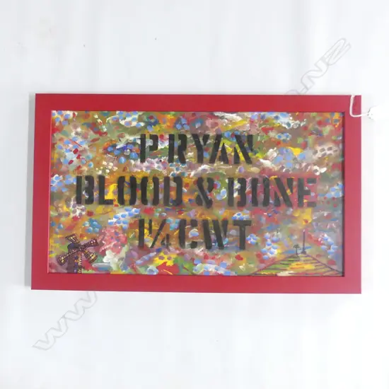 ALAN TAYLOR, ABSTRACT 'P.RYAN LTD' STENCIL PAINTING, OIL & INK ON BOARD, SIGNED TO REVERSE, 290 X 520mm