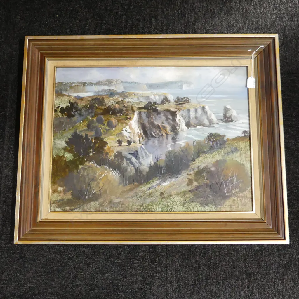LANCE O'GORMAN 'RUGGED BEAUTY' (TARANAKI COASTLINE 1980), OIL ON BOARD, SIGNED + ORIG RECEIPT ($500), 445 X 595mm Image 1++
