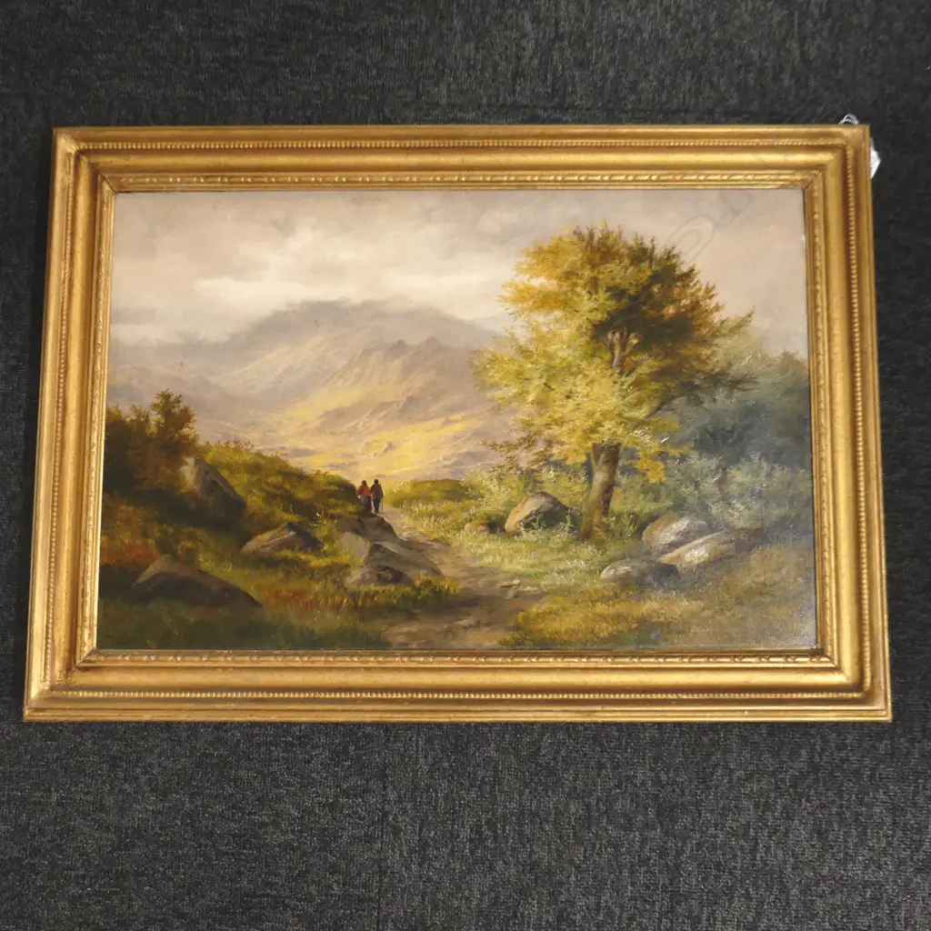 W. B. HENLEY, MOUNTAINOUS LANDSCAPE, OIL ON BOARD C.1900 400x600mm Image 1++