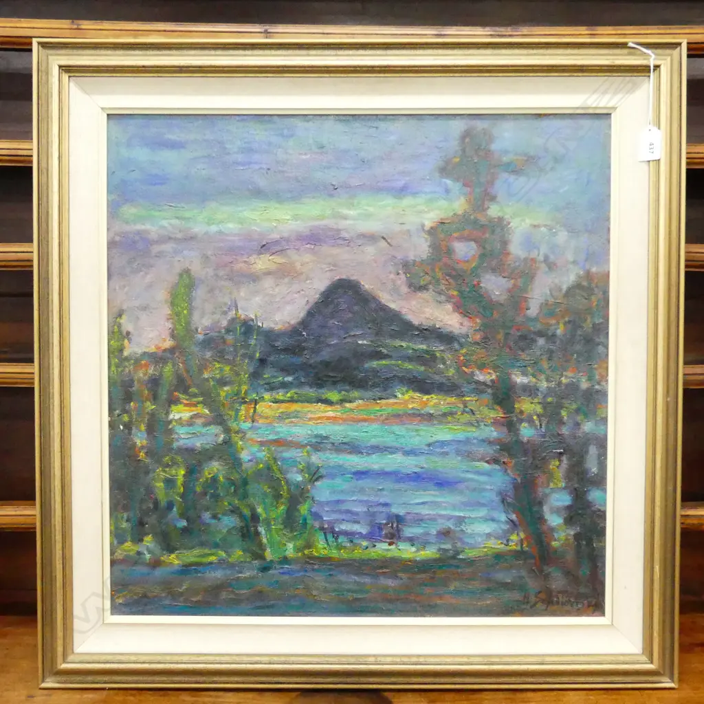 OIL LAKE AT SUNSET SIGNED SZYDTOWSKY L730 H730MM Image 1++