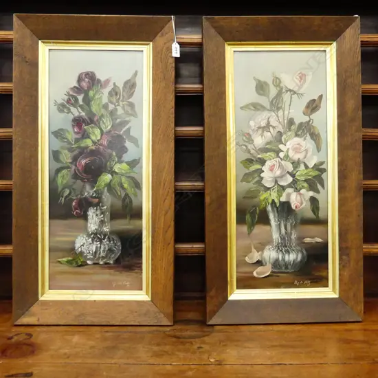 PR DE RITZ ROSE STILL LIVES OIL ON BOARD - RECENTLY CLEANED & REVARNISHED BY AKL ART GALLERY 620x245mm