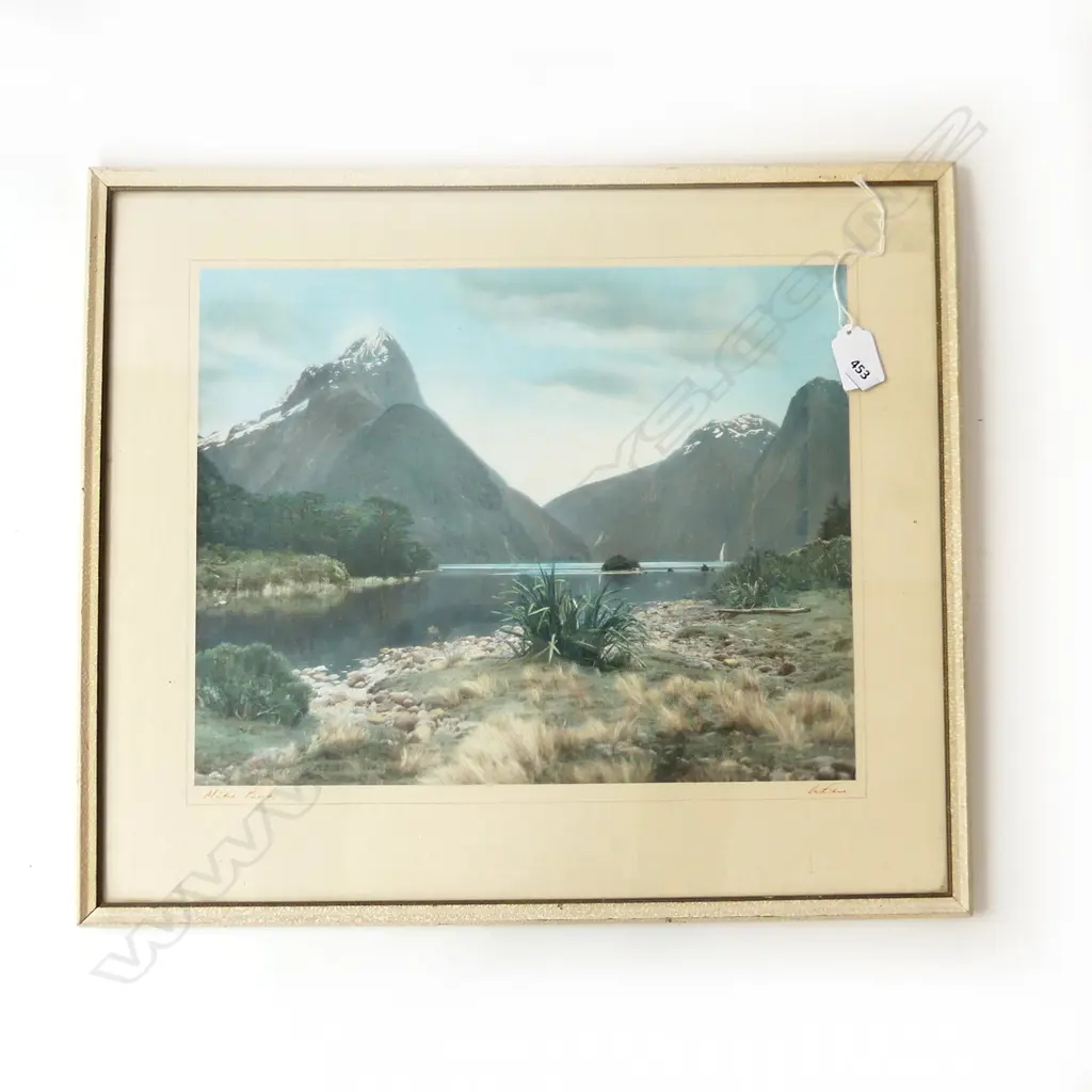 WHITES AVIATION 'MITRE PEAK' HAND COLOURED PRINT 290x370mm Image 1++