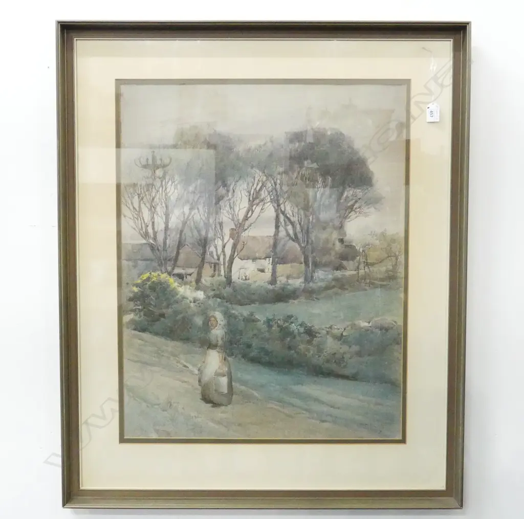 F. E. BOLT, GIRL & VILLAGE, WC 1909 670x530mm Image 1++