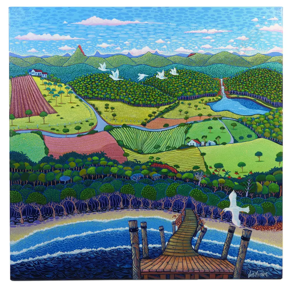 ROB DEN RONDEN (AUST.) 'SEA CHANGE' ACRYLIC ON CANVAS 800x800mm Image 1++